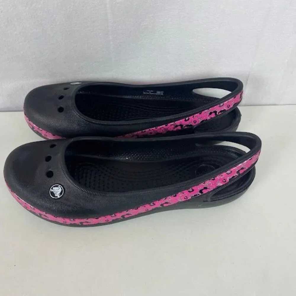 Crocs‎ Black Girls Kadee Rubber Mary Jane Flats Junior Size 6.